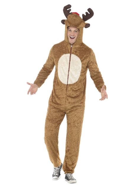 Adults Reindeer Costume With Red Trim On The Trouser Legs