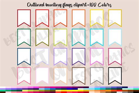 100 Outlined Bunting Flags Clipart Graphic By Bestgraphicsonline