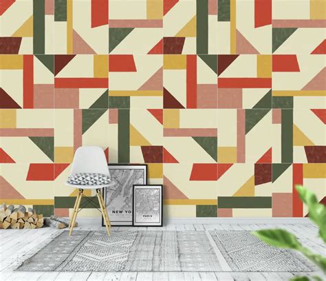Tangram Wall Tiles Two Wallpaper Happywall Gray Seventies