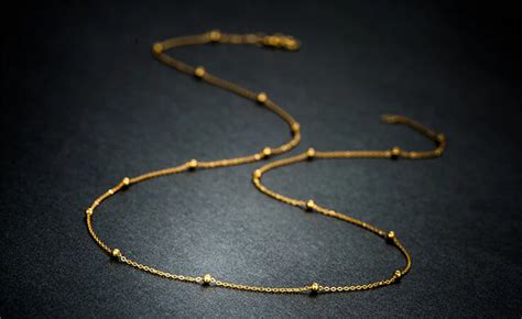 15 Inch Au750 Yellow Gold Beads Chain Necklace Chain 11g On Aliexpress