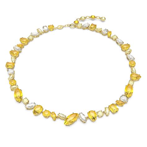 Swarovski Jewelry Necklace Gema Mixed Cuts Yellow Gold