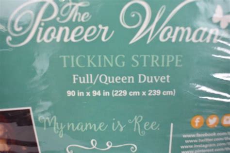 The Pioneer Woman Ticking Stripe Fullqueen Duvet Cover New