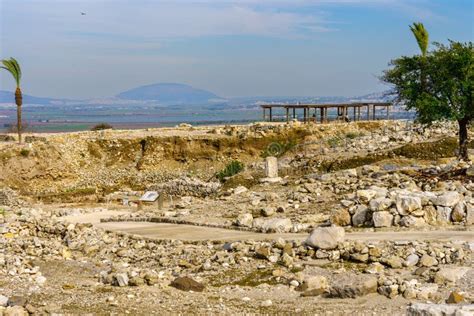 Ancient Archaeological Ruins And Mount Tabor Tel Megiddo National