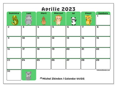 Calendar Aprilie 2023 Pentru Imprimare “441ds” Michel Zbinden Ro