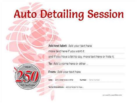 Auto Detailing T Certificate Templates