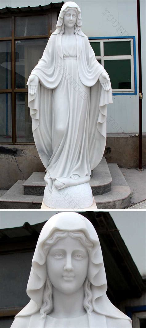 Outdoor White Marble Mother Mary Statues For Church Decor On Sale You