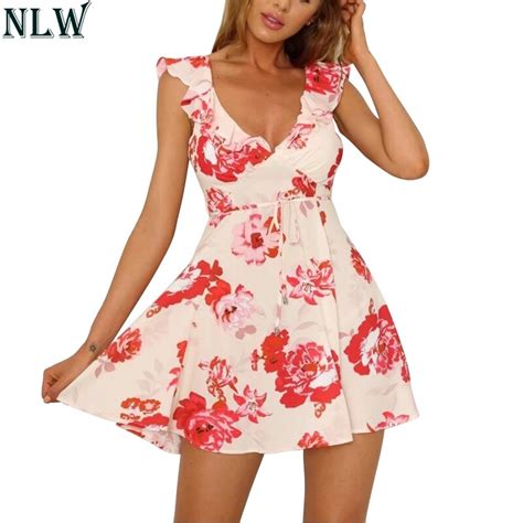Buy Nlw Ruffles V Neck Mini Floral Print Dress 2018
