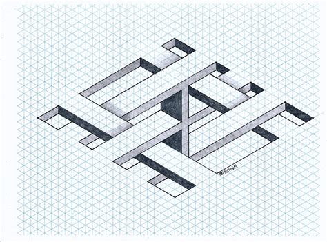 Zentangle Isometric Cubes Geometric Drawing Graph Paper Art