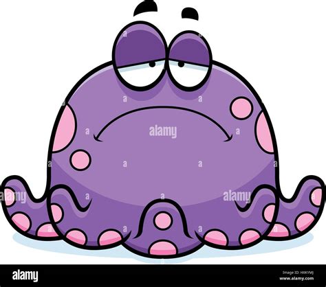 A Cartoon Illustration Of A Octopus Looking Sad Stock Vector Image