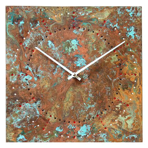 Large Square Copper Rustic Wall Clock 12 Inch Silent Non