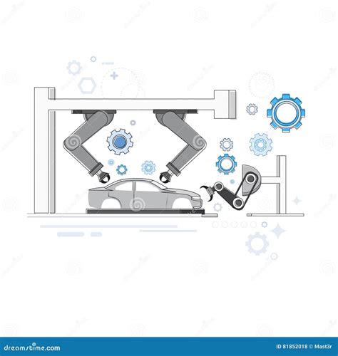 Manufacture Robots Industrial Automation Production Web Banner Stock