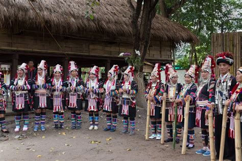 Thailand Akha Hill Tribe Waiting To Perform Traditional Dance Sh
