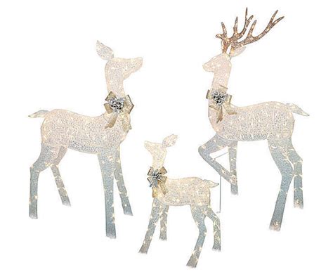 Whether you go big or small, adding outdoor decorations other than christmas lights will spruce up your christmas display. Large White 3 Piece Lighted Reindeer Set Sculpture Outdoor ...