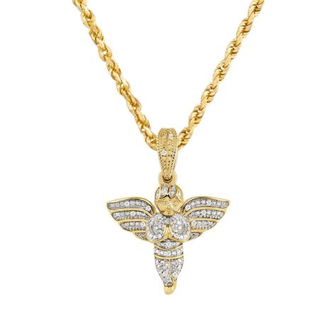 Diamond Angel Pendant In 10k Yellow Gold 015 Ctw Avianne Jewelers