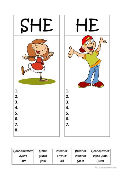 He Or She Worksheet Free Esl Printable Worksheets Made By Teachers