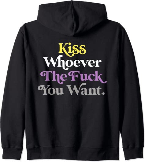 Kiss Whoever The Fuck You Want Lgbtqia Non Binary Pride Flag Kapuzenjacke Amazonde Fashion