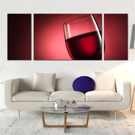 Wine Life Canvas Wall Art Black Red Wine Glass 3 Piece Canvas Print Still Life Wine Triptych