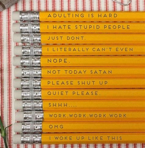 Six Yellow Pencils With Words Written On Them