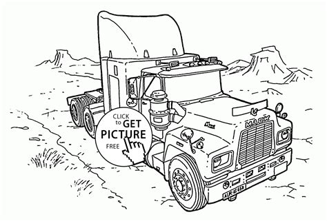 Mack coloring page from disney cars category. Semi Truck Mack coloring page for kids, transportation ...