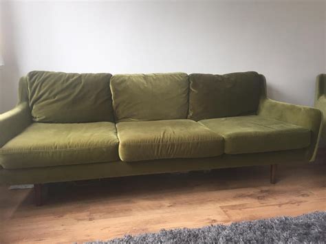 Olive Green Velvet 70s Style Sofa And Armchair In Se15 London For £75000