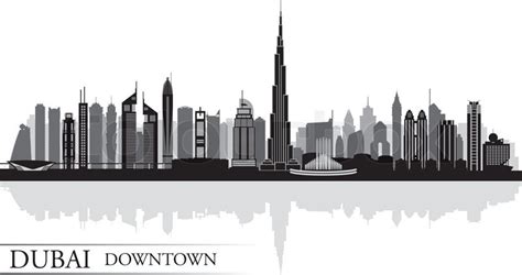 Dubai Downtown City skyline silhouette background, vector illustration