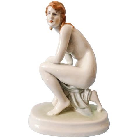 Large Vintage Hungarian Zsolnay Porcelain Nude Lady Statue Ruby Lane