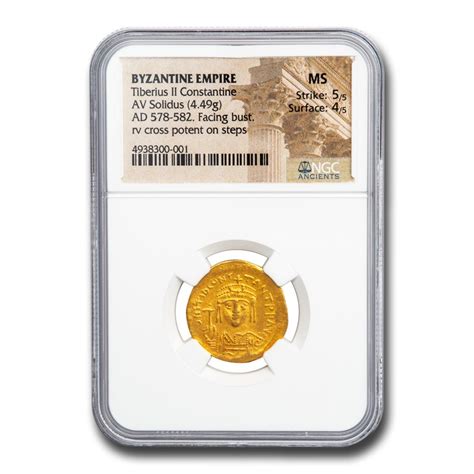 Buy Byzantine Gold Solidus Tiberius Ii 578 582 Ad Ms Ngc Apmex