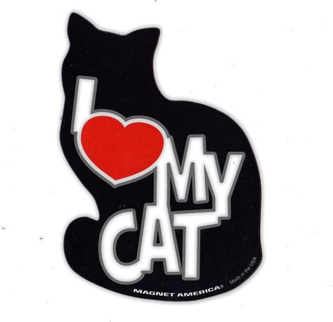 Magnetic Bumper Sticker I Love My Cat Silhouette Magnet