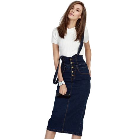 Nymph New 2017 Denim Suspender Skirt For Women Long Elastic Slim Casual