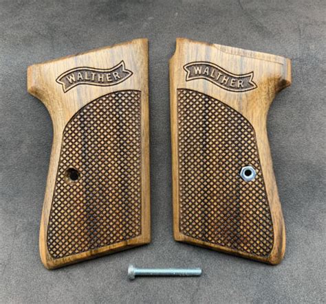 Walther Ppks Walnut Wood Grips Set Checkered Handmade Fast Usa