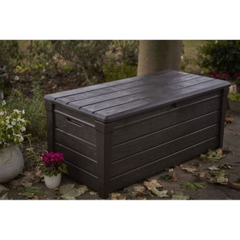Keter Brightwood 120gal Weatherproof Resin Patio Deck Storage Box Bench