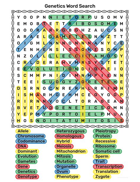 World Of Genetics Word Search Answer Key Crossword Maker
