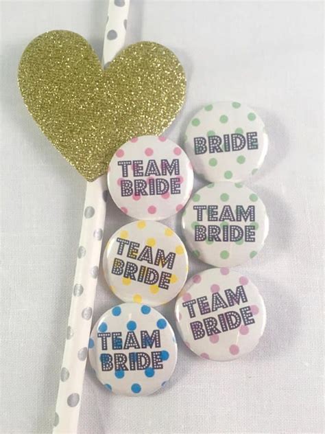 Hen Party Badges Team Bride Bold Polka Dots Pin Button Badge