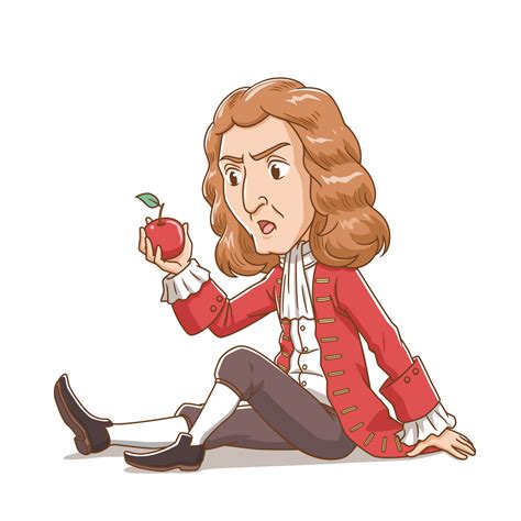 Cartoon Character Of Sir Isaac Newton Looking At Apple 6836996 Vector