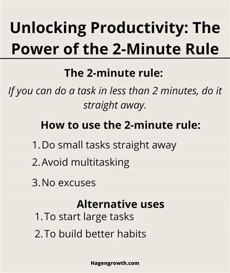 the 2 minute rule unlocking productivity with this simple rule hagen growth