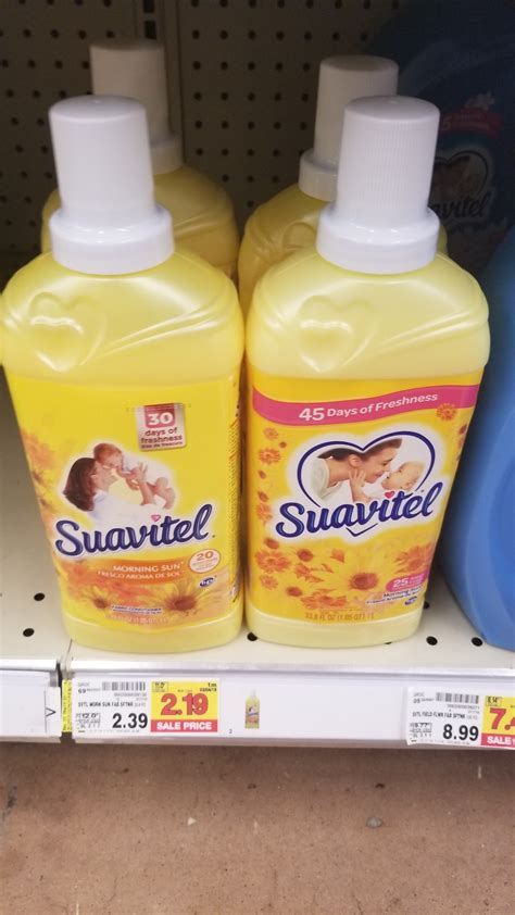 Suavitel morning sun liquid fabric softener brings the light, fresh fragrance of a bright summer morning to every load. Suavitel Fabric Softener just $1.10 - Kroger Couponing