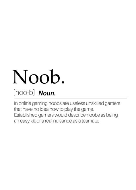 Noob Word Definition Poster Picture Metal Print Paint By