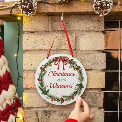 Personalised Christmas At Traditional Wreath Sign By Ellie Ellie