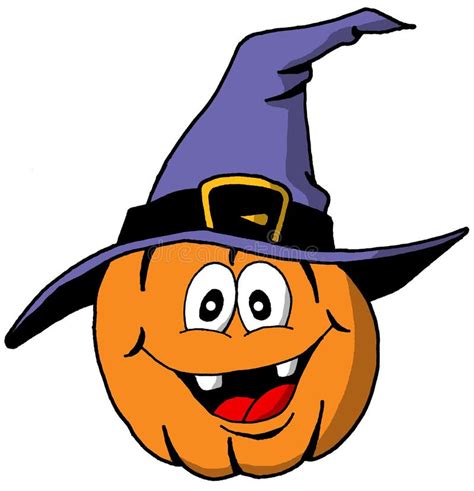 Silly Halloween Pumpkin With A Witches Hat Stock Vector Illustration