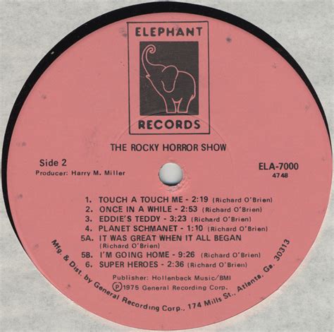 Rockymusic Rocky Horror Show 1974 Australian Cast Lp Elephant