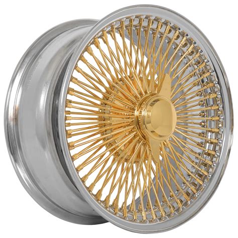 18x8 La Wire Wheels Fwd 100 Spoke Straight Lace Gold Center With