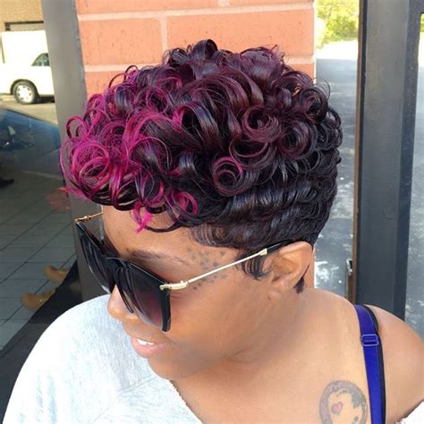 Red Curly Hairstyle For Black Women With Short Hair