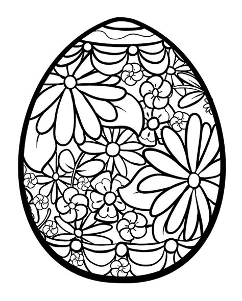 Easter Egg With Flowers From The Gallery Easter Coloring Easter