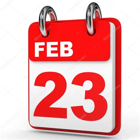 El 23 de febrero de. 23 de febrero. Calendario sobre fondo blanco — Foto de stock © iCreative3D #125413492