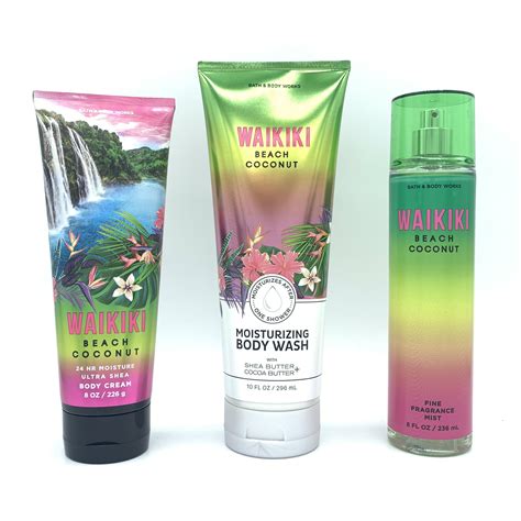 Bath And Body Works Waikiki Beach Coconut Body Cream Body Wash And Fine Fragrance Mist Piece