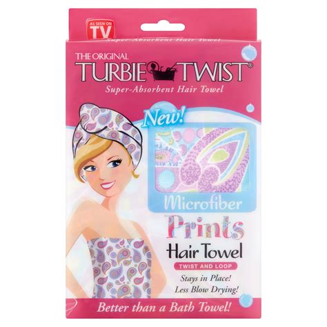 Turbie Twist The Original Microfiber Prints Hair Towel Color And Design May Vary