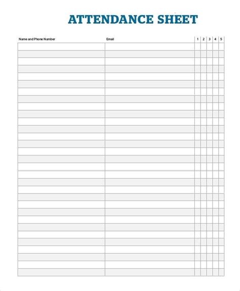 Sample Attendance Sheet 19 Examples In Pdf Word 14 Printable Attendance