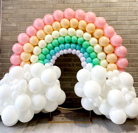 rainbow balloon arch confetti balloons