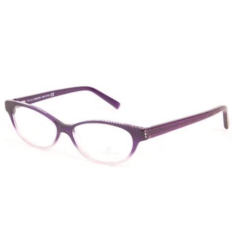 swarovski women s crystal accent cateye eyeglass frames sw5012 53mm purple ombre