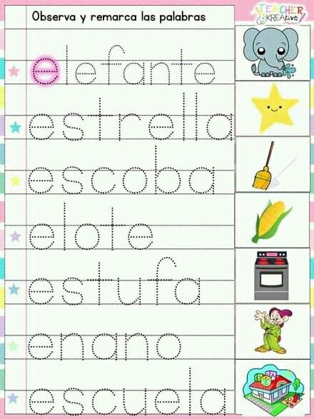 The Spanish Alphabet Worksheet With Pictures And Words For Children To